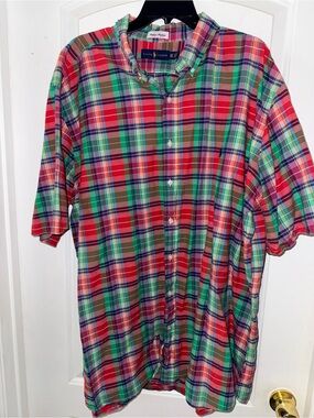Polo Ralph Lauren Indian Madras Plaid Button Up Shirt 2XLT Short Sleeve